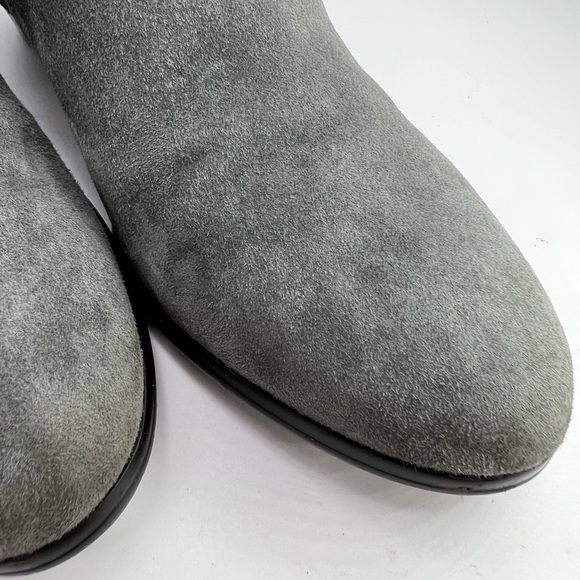 Sam Edelman Petty Gray Leather Suede Side Zip Block Heel Ankle Bootie - Picture 9 of 14